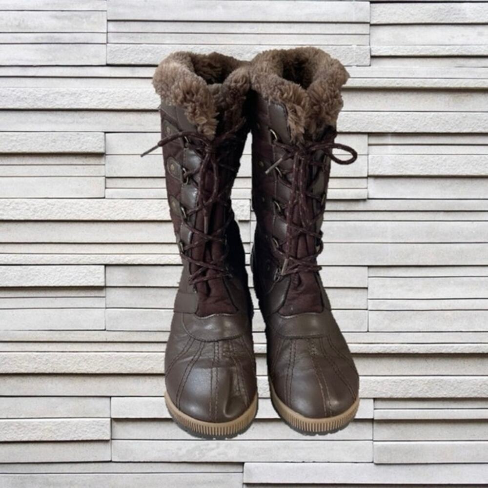 TOTES Brown Cozy Winter Boots Sz. 11 - Picture 3 of 7